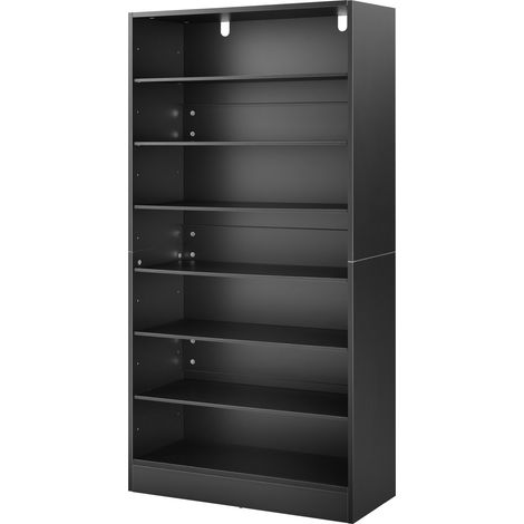 Mophorn DVD-Regal mit 7 Fächern, Medienregal Standregal 70 x 30 x 140 cm, Kompaktes Aufbewahrungsregal für CDs, Bücher und Spiele-Discs, Bücherregal für Wohnzimmer, Büro oder Aufnahmeraum, Schwarz