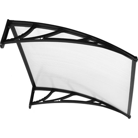 Auvent extérieur pour fenêtre et porte, protection UV pluie neige soleil, panneau transparent avec support noir