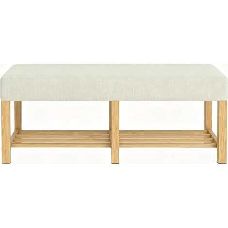 Panca portascarpe con vano aperto e cuscino beige 120 x 44 x 48 cm HOMVRA (1/5)