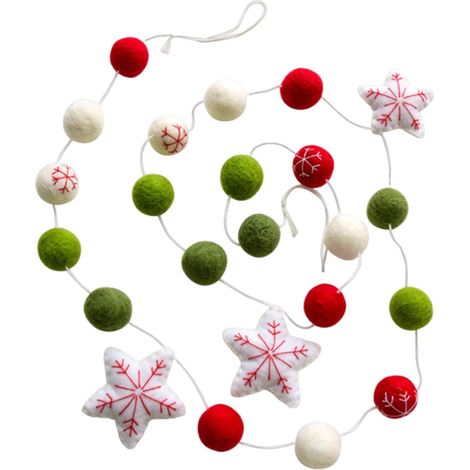 Guirlande De Boules En Feutre - Décoration De Noël Pour Arbre, Cheminée, Porte Ou Fenêtre - 2 Mètres - 30 Boules Colorées - 1 Pièce (1/5)