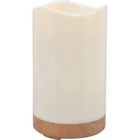 Diffuseur d'huiles essentielles 130ML en forme de bougie avec effet flamme, design grain de bois, 100‑240V, prise UE, idéal pour cadeaux et décoration d'intérieur. (1/5)