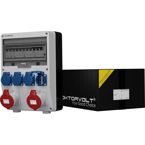 Tableau électrique de chantier TD-S/FI 2x32 A 4x230 V Schuko CEE Mennekes Doktorvolt DV-2190-D (1/5)