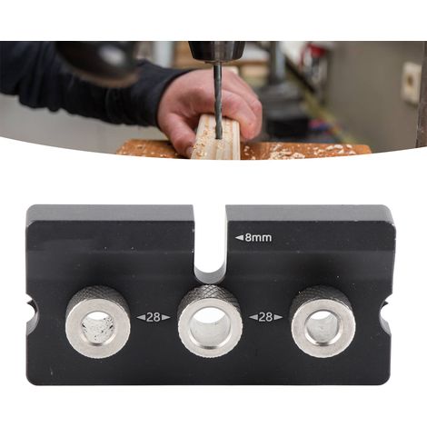 Drei-in-Eins-Bohrpositionierer, integriertes Teil, Bohrpositionierplatte aus Aluminiumlegierung, schwarz. (1/5)
