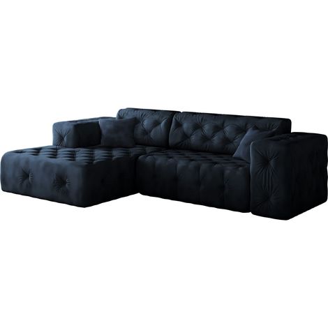 Freistehendes Ecksofa, stark gesteppt, weich, elegant LUX stoff Whisper Links Blau (1/5)