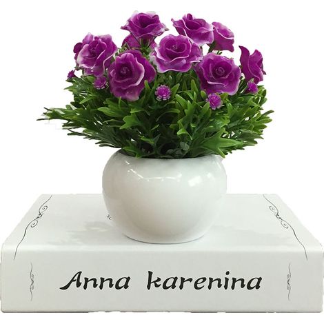 Plante Artificielle En Pot - Bonsai Simulé - Décoration Intérieure Bureau Maison - Rose Rouge - 14 x 15 cm - 1 Pièce