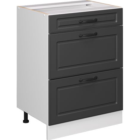 Meuble cuisine R-Line, Anthracite campagne, 60 cm avec tiroirs, sans plan de travail, Vicco