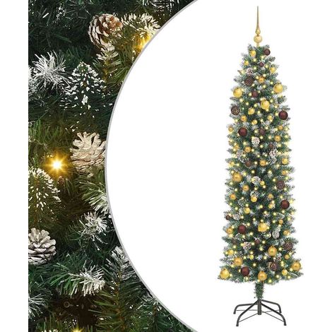 Arbre de Noël artificiel slim avec 300 LED Vert et blanc 210 cm vidaXL (1/5)