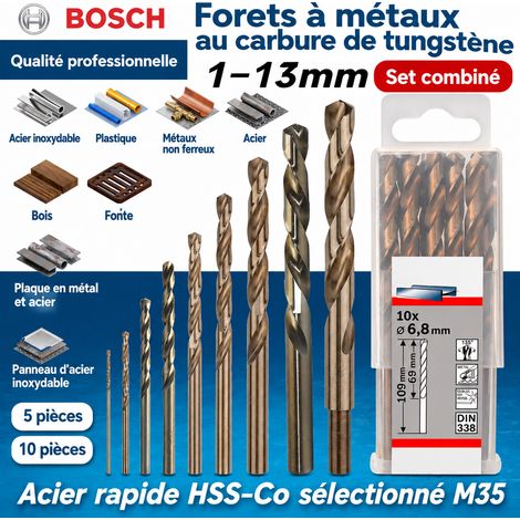 Forets hélicoïdaux 4.1 mm HSS-Co métaux et inox, longueur utile 43 mm, longueur totale 75 mm, lot de 10 pièces, 1 kg – Livraison gratuite (1/4)