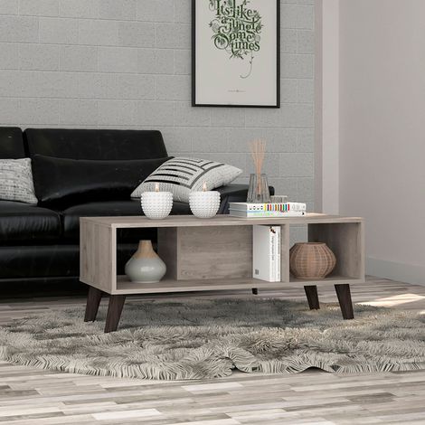 Tavolo centrale Cincinatti in legno di faggio senza cassetti né mensole, dimensioni 40 cm x 47 cm x 101,1 cm, finitura in rovere (1/5)