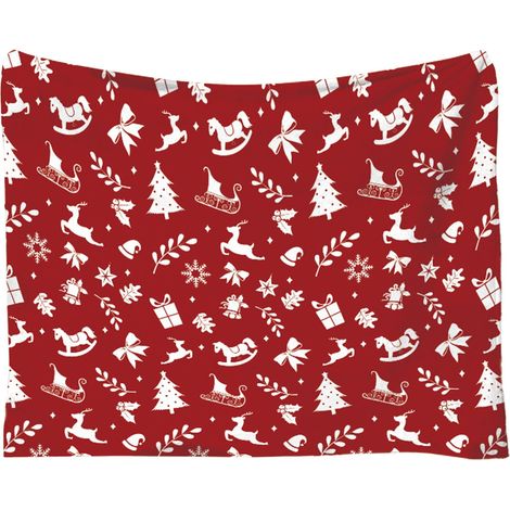 Plaid De Noël - Double Face - Imprimé Père Noël Arbre De Noël - Microfibre Douce - 75 x 100 cm - Pour Canapé Lit Bureau - 1 Pièce (1/2)