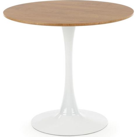 Table ronde 80cm scandinave avec pied central en métal blanc Elyon (1/5)