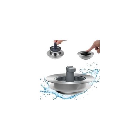 Verbessertes 3-in-1-Küchenspülen-Sieb- und Stöpsel-Set, Edelstahl-Pop-Up-Spülenstöpsel, Anti-Verstopfungs-Sieb mit Klappgriff, passend für Standard-Abflüsse in den USA – Crezuo