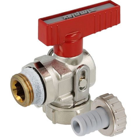 Robinet a boisseau spherique KFE 1/2" PN 16 forme equerre avec raccord pour tuyau
