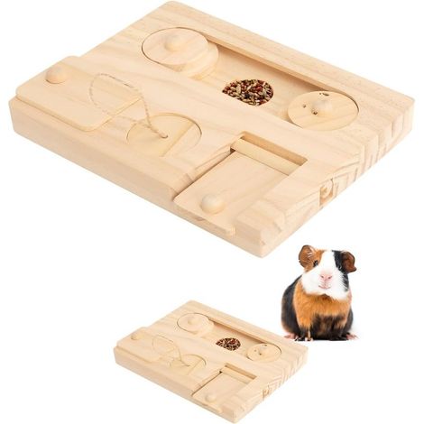 Jouet en Bois 6 en 1 pour cochons d'Inde, Jouet pour Hamsters, Jouet à mâcher pour Petits Animaux favorisant la Recherche de Nourriture, en Bois Naturel, sûr et Durable (1/5)