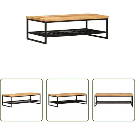 Wohnzimmermöbel - Couchtisch Braun und Schwarz 110 x 55 x 35 cm Massivholz Mango (1/5)