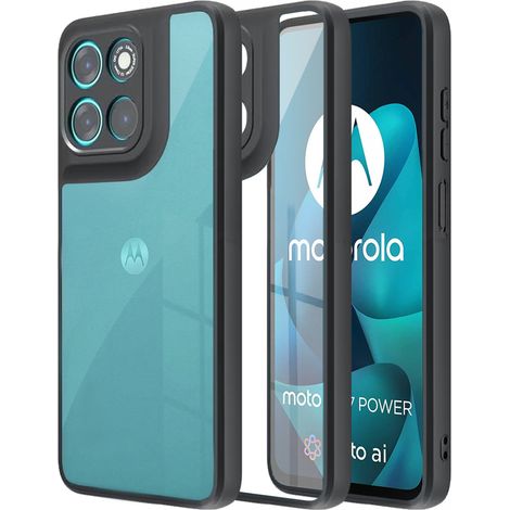 Custodia trasparente con cornice nera per Motorola Moto G57 Power, Fusion Hybrid.