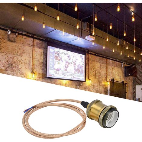 Douille de suspension rétro pour lustre, douille suspendue en alliage d'aluminium, culot à vis E27 avec câble, support pour plafonnier LED, couleur or antique (1/5)