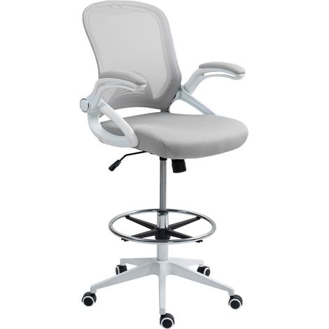 Vinsetto Office Stool, 360 Degree Swivel Height Adjustable Chair, Light Grey