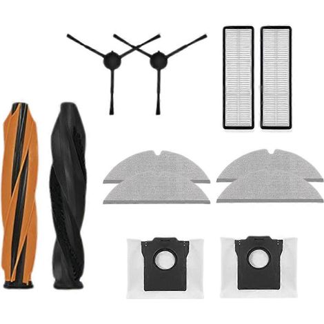 Kit d'accessoires de rechange pour aspirateur robot Dreame D20 Pro/D20 Plus : brosses latérales principales, filtre, lingette de nettoyage et sac à poussière. (1/5)