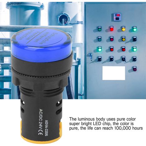 Lot de 10 témoins lumineux LED BERM AD16-22d S Ø22 mm 24 V bleu lampe économique à semi-conducteur (1/5)