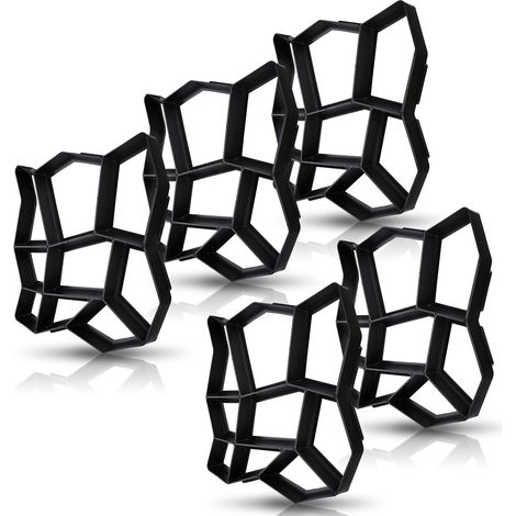Randaco 5 pezzi Stampo in plastica per calcestruzzo per esterni - Creazione di lastre e sentieri da giardino, resistente alla corrosione e durevole