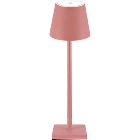 Kabellose Tischleuchte mit einstellbarer Helligkeit, 3 Helligkeitsstufen, aus Aluminium, ideal zum Lesen (rosa). (1/5)