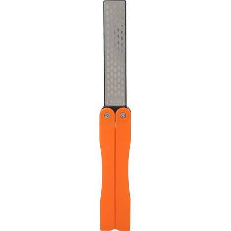 Affûteur de poche pliable en forme d'éventail, double face, à mine orange, pour jardin extérieur