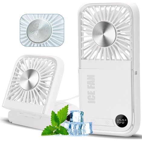 Mini ventilatore portatile, 5 velocità del vento, raffreddamento a pressione del ghiaccio, ventilatore pieghevole con cavo USB, power bank per ufficio, viaggio, campeggio