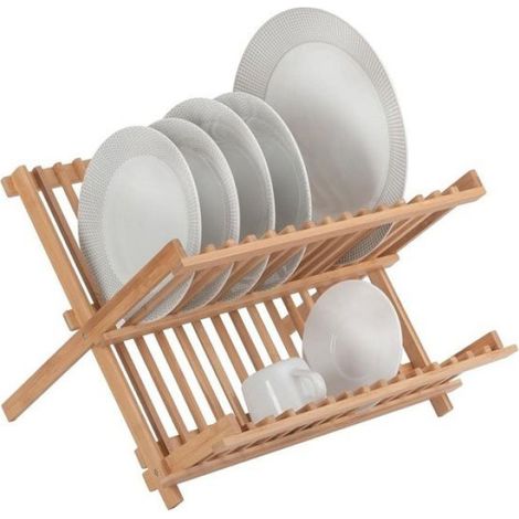 Egouttoir a vaisselle en bois 2 niveaux (1/3)