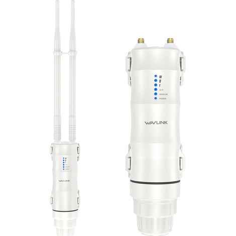 Point d'accès extérieur WiFi double bande longue portée 2,4 GHz 150 Mbit/s + 5 GHz 433 Mbit/s, 2 antennes Omni 7 dBi, PoE passif et actif, prend en charge Fit/Fat AP (1/5)