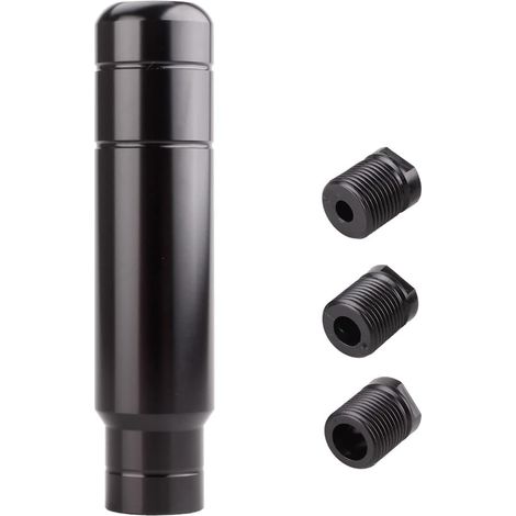 Pomo de palanca de cambios de aleación de aluminio con peso, 12,7 cm (5 pulgadas), con 3 adaptadores roscados M8, M10 y M12, compatible con la mayoría de vehículos manuales y automáticos, negro. (1/5)
