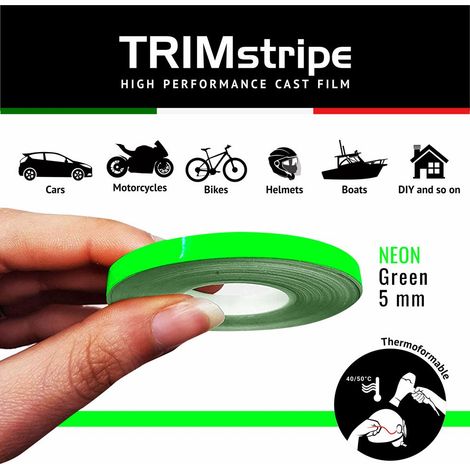 Trim Stripe Strisce Adesive per Auto, Fluo Verde - Dimensione: 5 MM X 10 MT