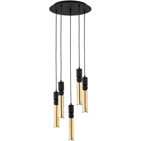 Lampadario moderno tondo Ø37 nero oro 5xGU10 Alas Jupiter (1/5)