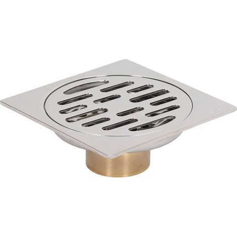 Siphon de sol carré de 10 cm (4 pouces) anti-odeurs et anti-insectes, peu profond, avec âme en cuivre pur, pour salle de bain, cuisine, balcon, plaqué pour eaux peu profondes.