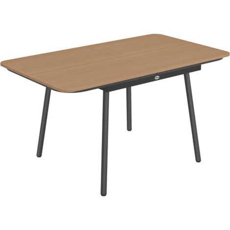 Table de jardin 6 personnes 140 x 80 cm plateau WPC aspect teck table extérieure rectangulaire pieds réglables (1/5)