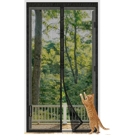 Moustiquaire Porte en Fibre de Verre, Rideau Moustiquaire Magnétique Porte Fenêtre, Matériau Ignifuge, Hyper Résistant aux Griffures des Chats, Anti UV, Avec Ruban Adhésif, 70x200cm, Noir (1/5)