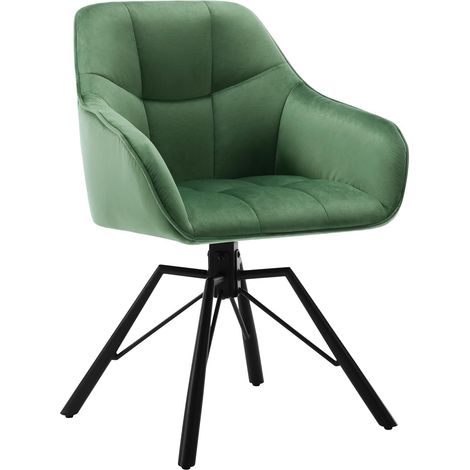 WOLTU Sedia per Sala da Pranzo Girevole a 360°. Sedia da Cucina Imbottita con Gambe in Metallo. Poltroncina in Velluto per Camera da Letto. Soggiorno. Verde Scuro (1/5)