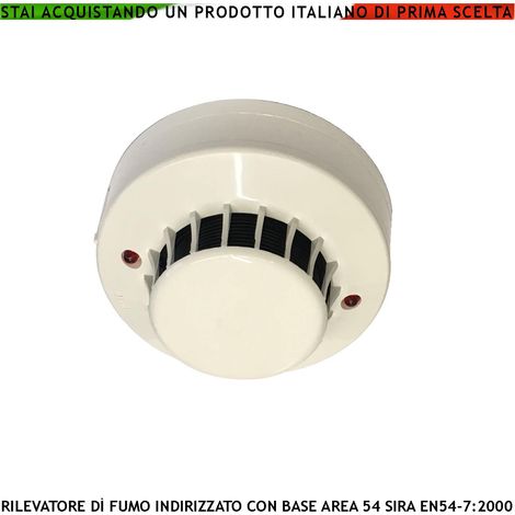 Rilevatore Ottico di Fumo Indirizzato AREA54 Con Base Codice Impostabile Tramite 10 Dipswitch Collegamento Loop 2 Led Segnalano Stato Impianto Uscita Uscita OC 100 mA per Segnalatore Ottico Remoto Sen (1/3)