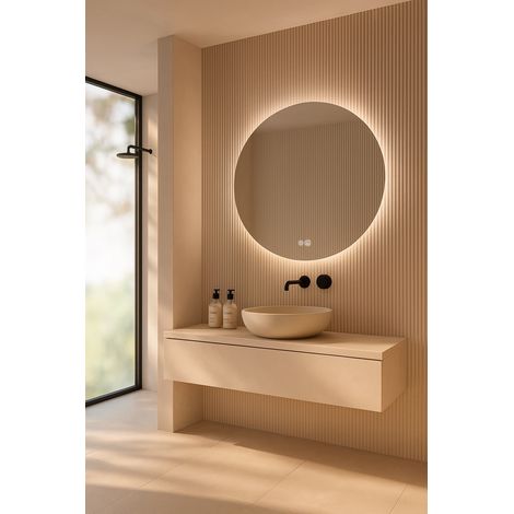 Espejo De Baño Calma Plus Ø80, APP y Antivaho (1/5)