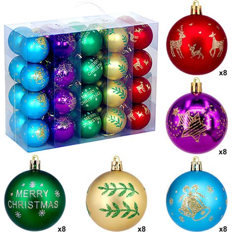 Accesorios para árbol de Navidad, bola decorativa de plástico, -12