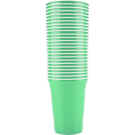 Set de bière-pong 25 gobelets verts - Jeu à boire complet pour soirée, kit de beer pong avec verres réutilisables (1/5)