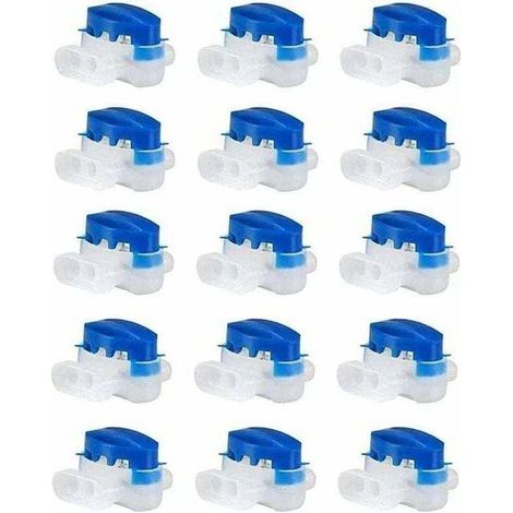 Lot de 15 connecteurs de fil étanches 3 trous sertis connecteurs de fil électrique connecteurs de tondeuse à gazon remplis de gel, 314 connecteurs de fil parfaits pour le jardin et l'extérieur (bleu)