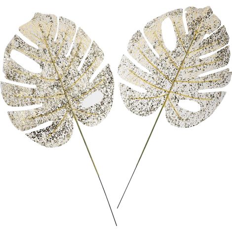 Feuilles Artificielles Dorées Mariage Lot de 20 de Palmier Tropical en Plastique, Décoration Facile à Utiliser pour et Événements à Thème Forêt Tropicale (1/5)