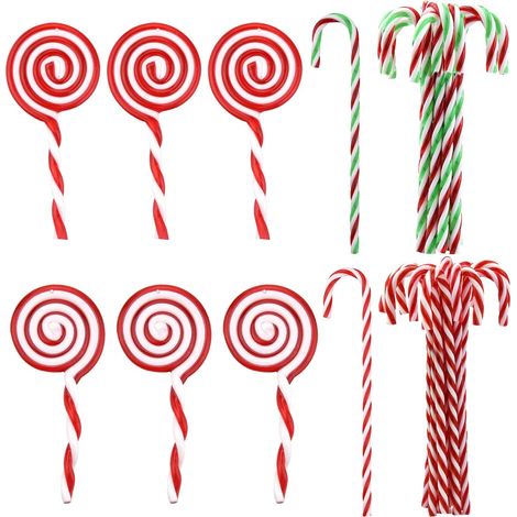 Sucette de Noël - Canne à Sucre Décoration Sapin - Plastique Rouge Blanc Vert - 30 Pièces - Pour Décoration Intérieure Extérieure Fêtes (1/5)