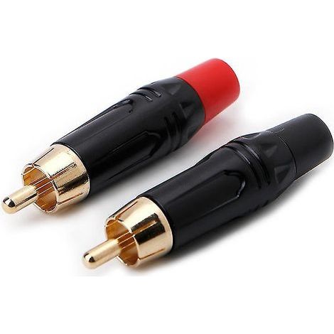 1 paire de connecteurs RCA mâles 5,5 mm plaqués or pour haut-parleur (1/4)