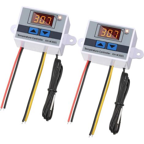 2PCS Commutateur de Thermostat AC 110V-220V avec sonde,Module de contrôleur de température LED numérique XH-W3001,Thermostat de Refroidissement de Chauffage programmable de -50 ℃ à 110 ℃ (1/5)