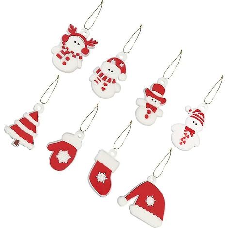 8 décorations de Noël en pain d'épice représentant un bonhomme de neige, le Père Noël, un renne et un sapin de Noël. (1/5)
