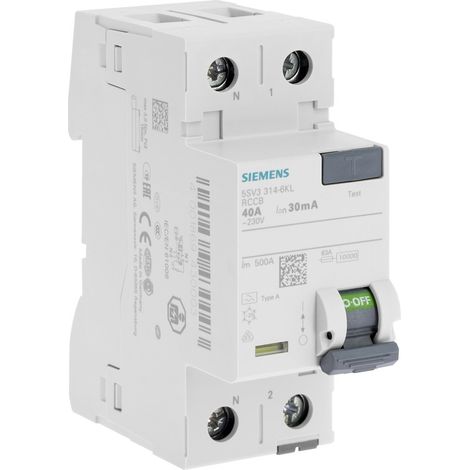 Siemens Interruptor diferencial tipo A blanco 30 mA 40 A
