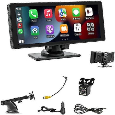 Autoradio portable sans fil avec CarPlay, Dashcam, écran IPS HD 10,26 pouces, Android Auto, caméra de recul 1080p et Bluetooth (1/5)