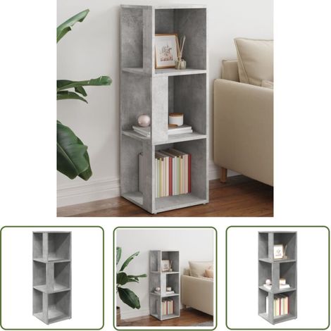 The Living Store Armoire d'angle Gris béton 33x33x100 cm Bois d'ingénierie - Meuble D'angle - Armoire D'angle - Rangement Mural - Étagère D'angle - Meuble Gris (1/5)